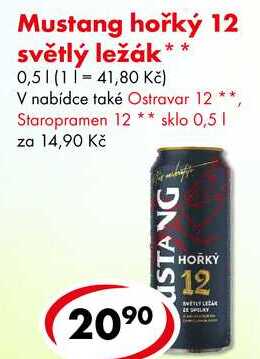 Mustang hořký 12 světlý ležák, 0,5 l 