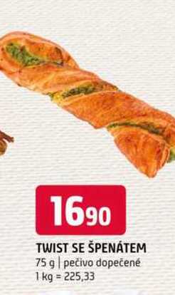 Twist se špenátem 75 g pečivo dopečené 
