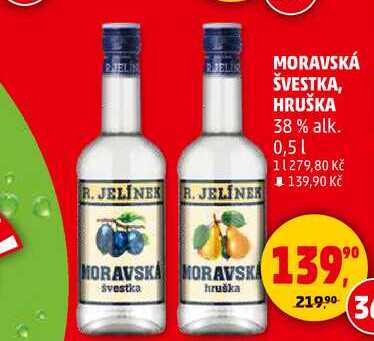 MORAVSKÁ ŠVESTKA, HRUŠKA R. JELINEK 38% alk., 0,5 l