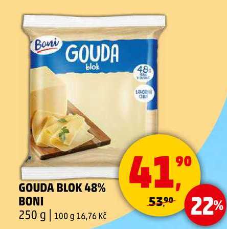 GOUDA BLOK 48% BONI, 250 g 