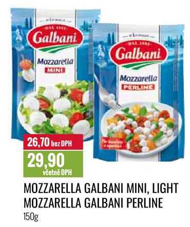 MOZZARELLA GALBANI MINI, LIGHT, MOZZARELLA GALBANI PERLINE 150g 