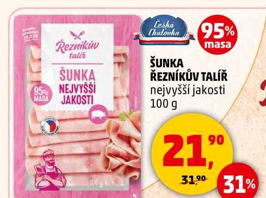 ŠUNKA ŘEZNÍKŮV TALÍŘ nejvyšší jakosti, 100 g  