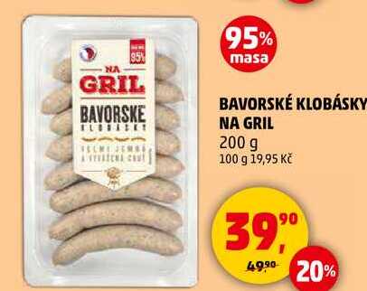 BAVORSKÉ KLOBÁSKY NA GRIL, 200 g 