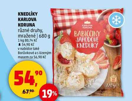 KNEDLÍKY KARLOVA KORUNA různé druhy, mražené, 680 g 