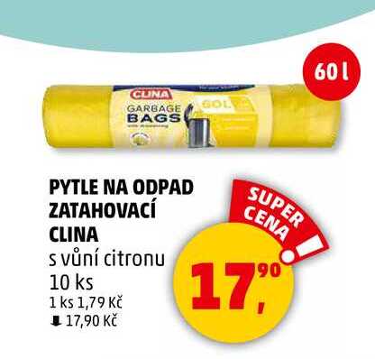 PYTLE NA ODPAD ZATAHOVACÍ CLINA s vůní citronu, 10 ks 