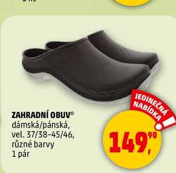 ZAHRADNÍ OBUV dámská/pánská, vel. 37/38-45/46, různé barvy, 1 pár  