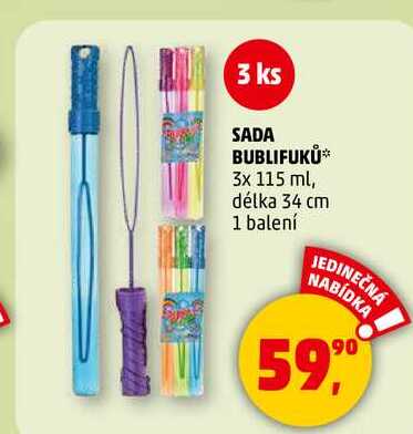 SADA BUBLIFUKŮ, 3x 115 ml, délka 34 cm, 1 balení 