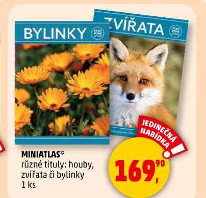 MINIATLAS různé tituly: houby, zvířata či bylinky, 1 ks 