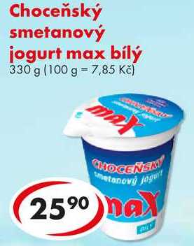 Choceňský smetanový jogurt max bílý, 330 g 