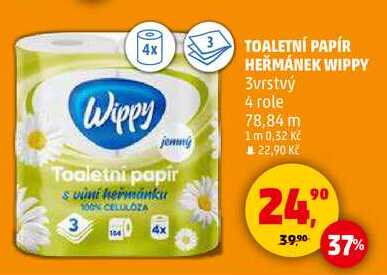 TOALETNÍ PAPÍR HEŘMÁNEK WIPPY 3vrstvý, 4 role 