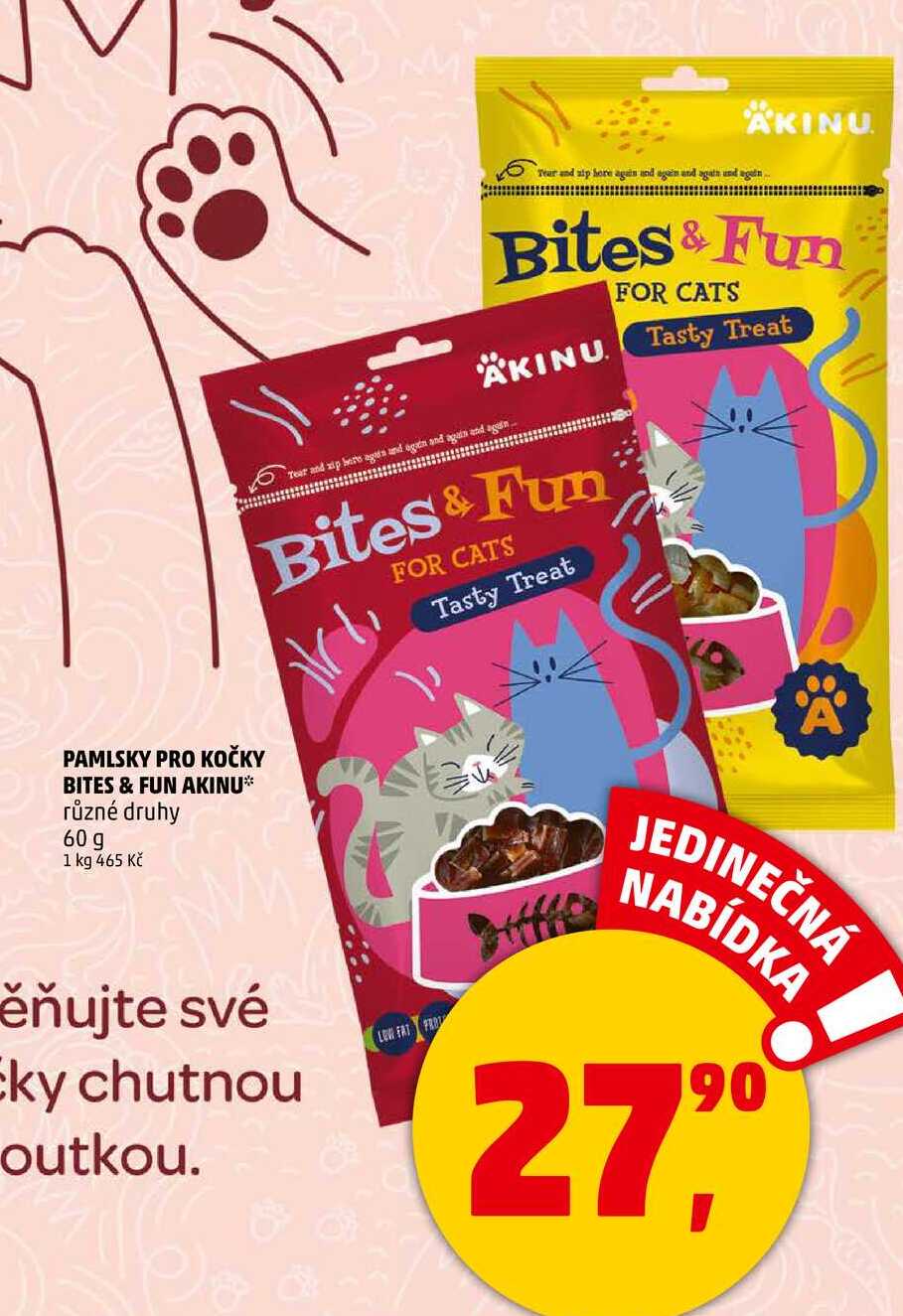 PAMLSKY PRO KOČKY BITES & FUN AKINU různé druhy, 60 g 