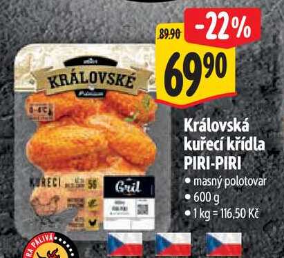  Královská kuřecí křídla PIRI-PIRI 600 g