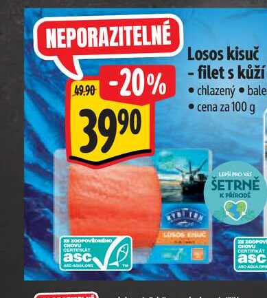  Losos kisuč - filet s kůží  100 g
