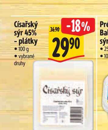 Císařský sýr 45% - plátky 100 g