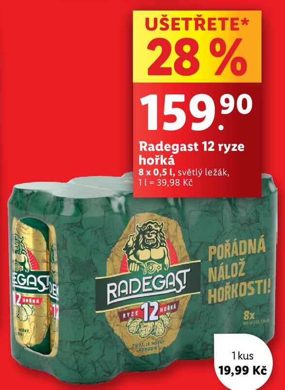 Radegast 12 ryze hořká, 8x 0,5 l 