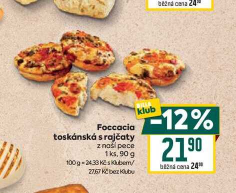 Foccacia toskánská s rajčaty z naší pece 1 ks, 90 g 