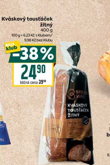 Kváskový tousťáček žitný 400 g