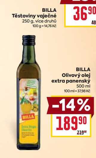 BILLA Olivový olej extra panenský 500 ml 