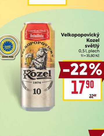 Velkopopovický Kozel světlý 0,51, plech