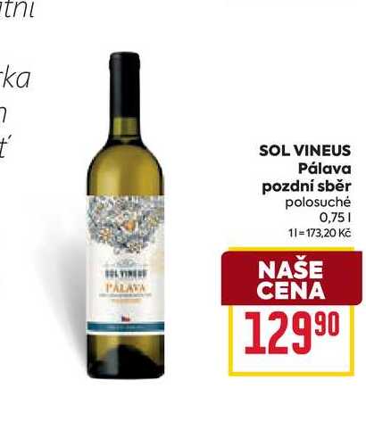 SOL VINEUS Pálava pozdní sběr polosuché 0,75l