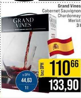 Grand Vines Cabernet Sauvignon Chardonnay merlot 3l