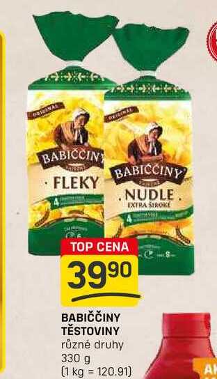 BABIČČINY TĚSTOVINY různé druhy 330 g