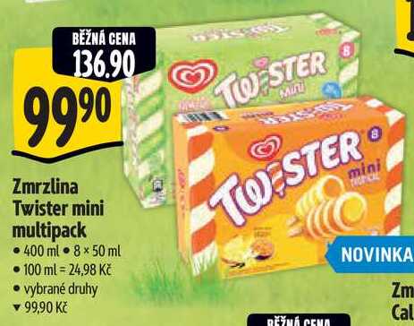 Zmrzlina Twister mini multipack, 8x 50 ml 