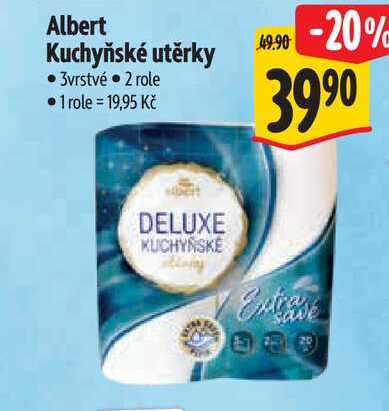 Albert Kuchyňské utěrky 3vrstvé  2 role