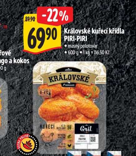   Královské kuřecí křídla PIRI-PIRI  600 g