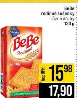 BeBe rodinné sušenky různé druhy 130 g v akci