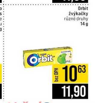 Orbit žvýkačky různé druhy 14g 