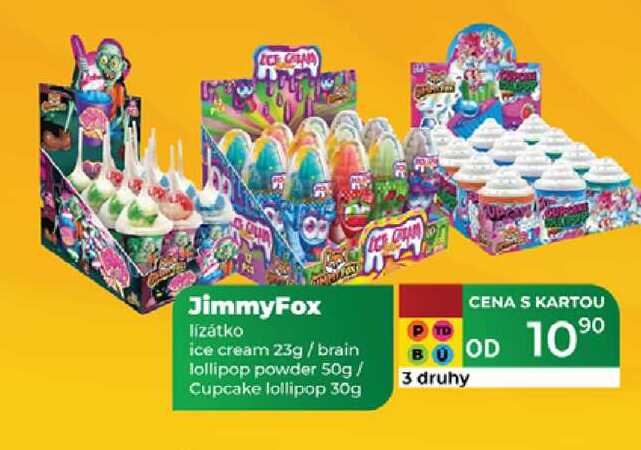 JimmyFox lízátko ice cream 23g/brain lollipop powder 50g / Cupcake lollipop 30g  