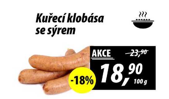 Kuřecí klobása se sýrem, 100 g