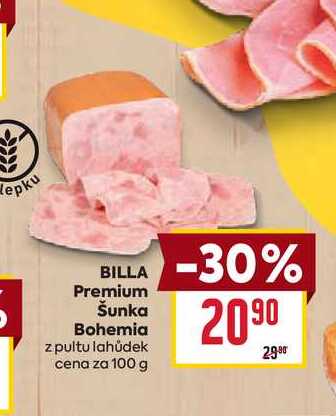BILLA Premium Šunka Bohemia z pultu lahůdek cena za 100g