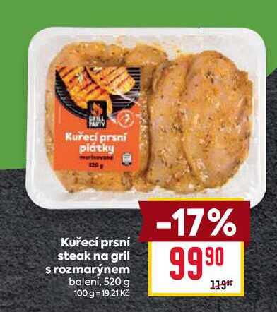 Kuřecí prsní steak na gril s rozmarýnem balení,  520 g