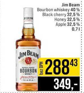 Jim Beam Bourbon whiskey 40% Black cherry 32,5 % Honey 32,5 % Apple 32,5% 0,7l