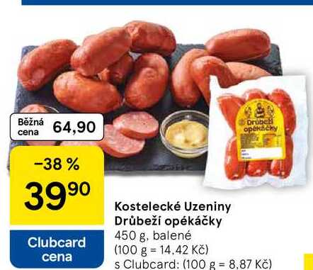 Kostelecké uzeniny Drůbeží opékáčky, 450 g, balené 