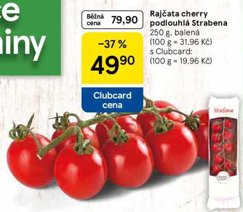 Rajčata cherry podlouhlá Strabena, 250 g, balená 
