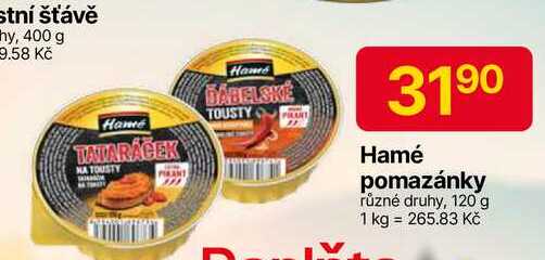 Hamé pomazánky různé druhy, 120 g