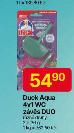 Duck Aqua 4v1 WC závěs DUO různé druhy, 2 x 36 g