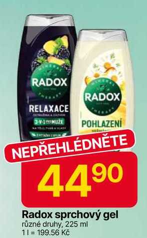 Radox sprchový gel různé druhy, 225 ml