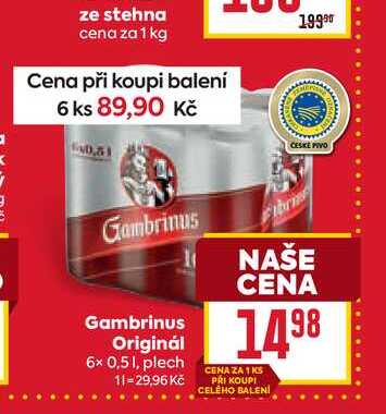 Gambrinus Originál 6x 0,51, plech 
