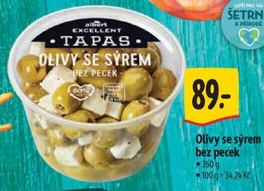 Olivy se sýrem bez pecek, 260 g 
