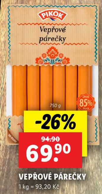 VEPŘOVÉ PÁREČKY, 750 g