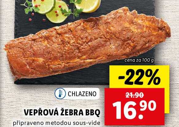 VEPŘOVÁ ŽEBRA BBQ, cena za 100 g