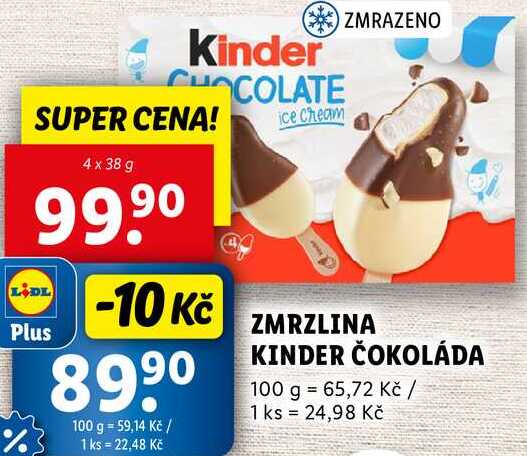 ZMRZLINA KINDER ČOKOLÁDA, 4x 38 g
