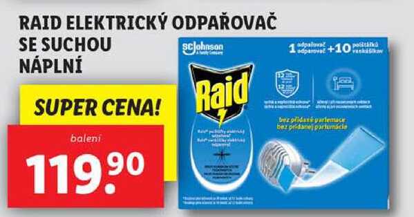RAID ELEKTRICKÝ ODPAŘOVAČ SE SUCHOU NÁPLNÍ