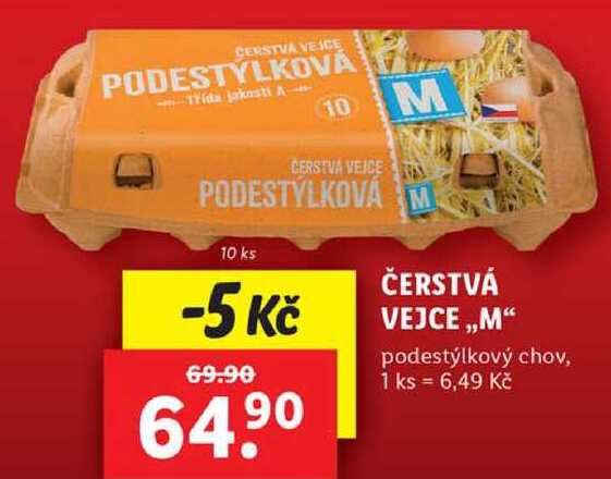ČERSTVÁ VEJCE ,,M" podestýlkový chov, 10 ks