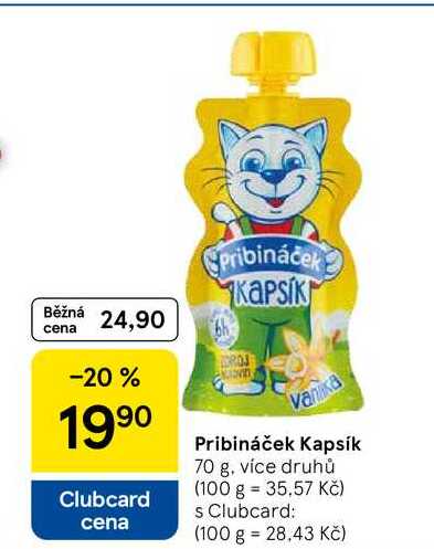 Pribináček Kapsík, 70 g, více druhů 