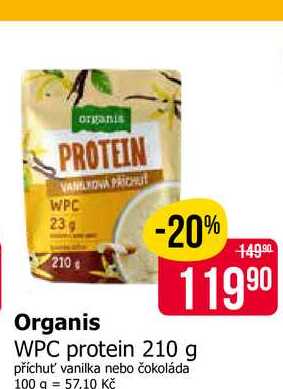 Organis WPC protein 210 g příchuť vanilka nebo čokoláda